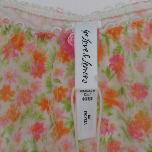 New For Love and Lemons 2 Piece Lounge Set Crop Top Thong Panties Floral M - Picture 7 of 12